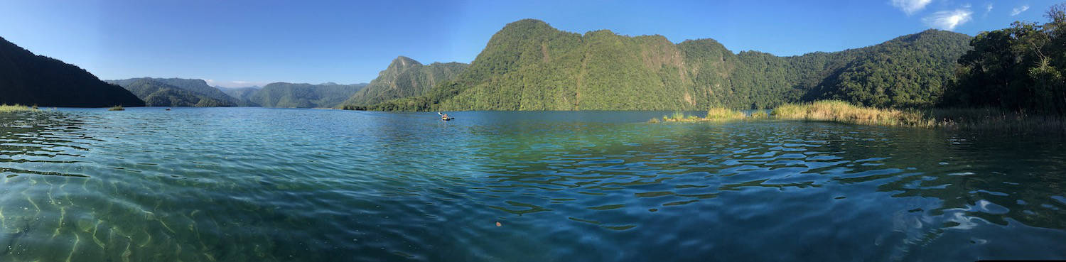 Panoramic view of Laguna Brava lake in Guatemala